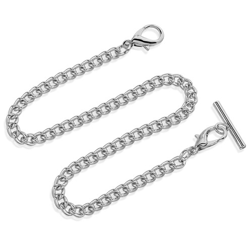 Silver pocket watch chain with - watch,