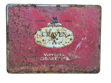 Craven “A” Cigarettes Tin Black Cat Red Virginia Vintage Promo Insert Tobacco