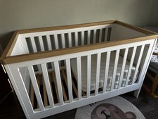 White baby cot - white,