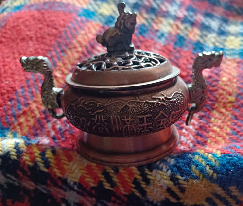 Brass lidded vase - brass, with