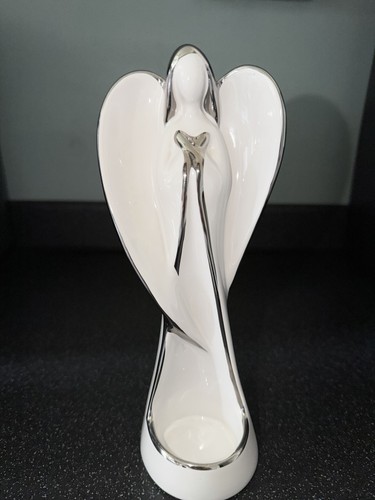Porcelain angel figurine - porcelain, white