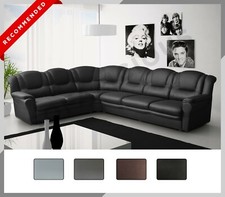 New LARGE TEXAS Corner Sofa Faux Leather 6 Seater Right or Left black grey brown