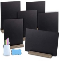 6 PACK X Chalk BOARD Signs, Double Sided, Mini, with Chalk & Eraser 9” X 6” NEW