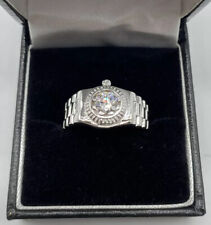9ct White Gold Mens Ring - Rolex Sides, Cz Stone & Fully Hallmarked Sizes R-V