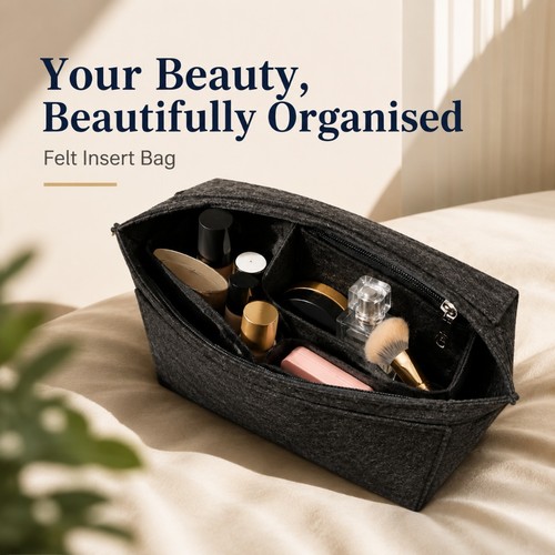Felt cosmetic bag - cosmetic, for