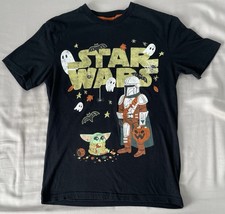 Star Wars Halloween Mandalorian Black Pyjama Tshirt, Mens XS Yoda & Stormtrooper