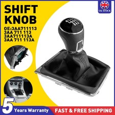 Gear Shift Lever Knob Boot For VW Passat B6 B7 CC 6 Speed Manual Stick Leather