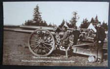 WW1 REAL PHOTO RPPC OUR CANADIAN TROOPS MONTREAL HEAVY ARTILLERY GUN VALCARTIER