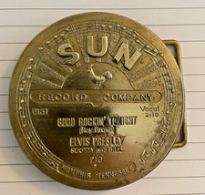 Vintage Elvis Presley Brass Belt Buckle- Good Rocking’ Tonight- Made In England