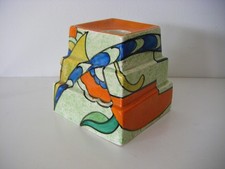 RARE CLARICE CLIFF ZAP ZIGGURAT  391 CANDLE HOLDER  1930