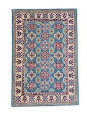 Rug Handmade Kazak, Traditional Oriental Area Afghan Carpet, Hand-Knotted, Wool 