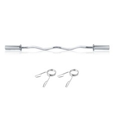 4ft Olympic Barbell 2" EZ Curl Bar Weight Lifting Gym Training Bar with Collars