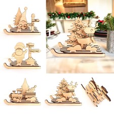 Wooden Christmas Sledges Table Decoration Kids Crafts Gnome Reindeer Train Santa