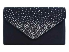 Ladies satin diamante clutch - ladies,