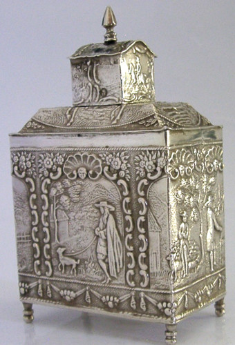Superb solid silver - tea, caddy