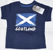 Boys Scottish Flag T-Shirt Saltire St Andrews Scotland NAVY PRIMARK Sizes 1-8 ye