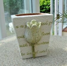Faux Stone Pot Planter  Painted White with Tulip Textured