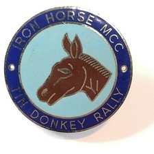 Iron Horse Motorcycle club Tin Donkey Rally Badge Enamel 3.7 cm's