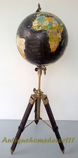 Vintage 12” World Globe on Metal Tripod Stand – Authentic School & Office Desk