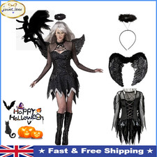 Dark Fallen Angel Black Cosplay women Carnival Fairy Fancy Dress Halloween🎃