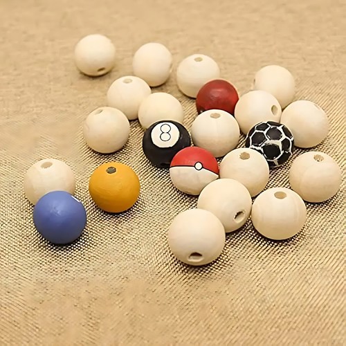 Diy natural round wooden beads - diy,