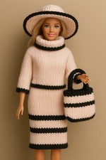 Knitting Pattern Only- Chic Barbie Sindy Doll’s Clothes Big Jumper Hat Skirt Bag