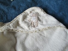 baby's hooded towel cream coloured with teddy motif