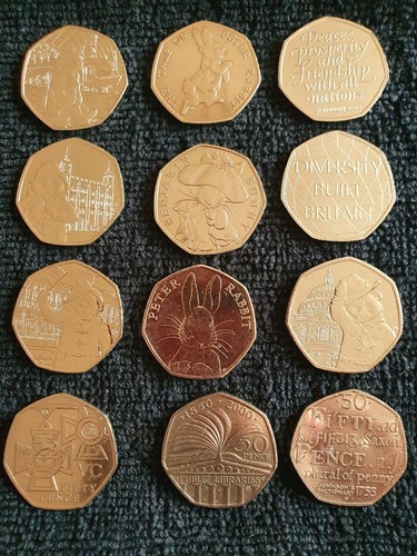 50p coins many - 50p, many/variations