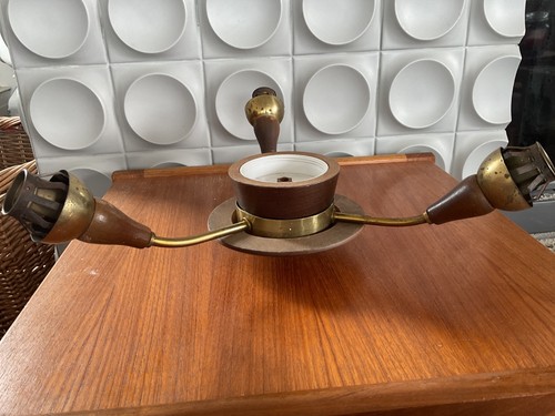 Mid century teak brass three - teak,
