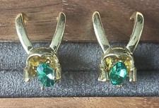 Loki Helmet Horns Gold Tone Green Stone Earrings Cosplay Prop Dress Up Costume