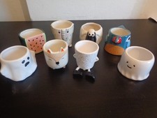 Collection of Miniature Ceramic Novelty Plant Pots, Ghosts, Sheep, Parrot, fox