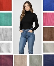 Ladies Marks Ribbed Jumper Polo Roll Neck Long Sleeved Black Pink Blue Sweater