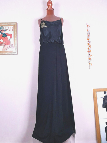 Vintage black silk - black, sequin