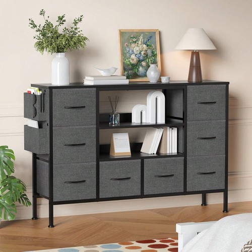 Grey drawer fabric dresser - grey,