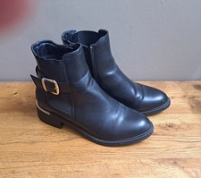 Black Leather Schuh Ankle