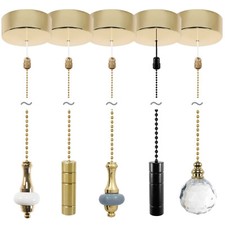 ElekTek Brass/Gold Effect Bathroom Ceiling Light Pull Cord Switch Fob Handle Kit