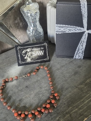 Vintage coral beaded chain - beaded,
