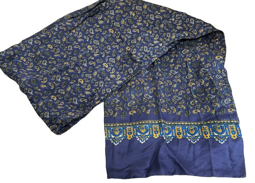 Navy classic paisley - 100%, silk