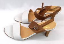 Riva White Tan Strap Open Toe