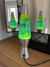 Lava Lamp, Green Wax, Blue Liquid, Silver Base and Cap, Green/Blue 