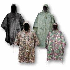 Waterproof Army Hooded Ripstop Festival Rain Poncho Camping Hiking Military