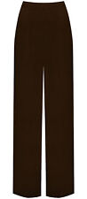 New Plus Size Womens Plain Palazzo Wide Leg Flared Ladies Trousers Pants 8-26