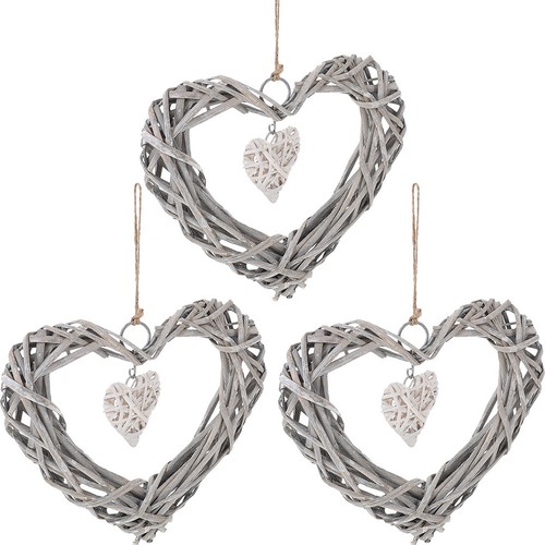 Pcs wicker heart wreath - 3,