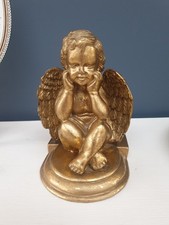 Pastimes Gold Gilt Sitting Cherub/angel  7 Inches Heavy