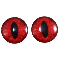 Pair Red Cat Dragon Glass Eyes