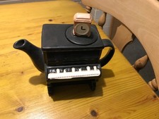 Vintage black upright piano Tea pot Vintage Pottery Ceramics 