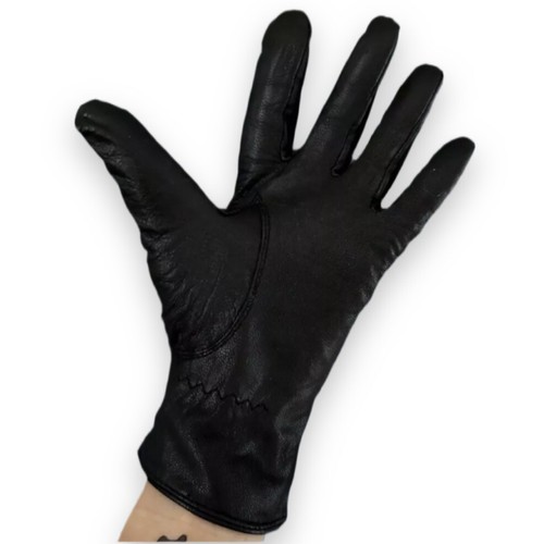 Black leather driving gloves - leather,