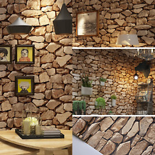 Stone Wall Wallpaper Roll 3D Effect Vinyl Wallcovering For  Living Room Decor,UK