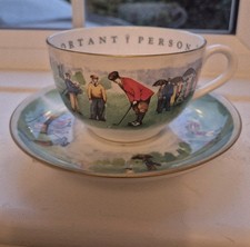 Royal Worcester Golfers Cup And Saucer. Inscribed To A Very Important Person