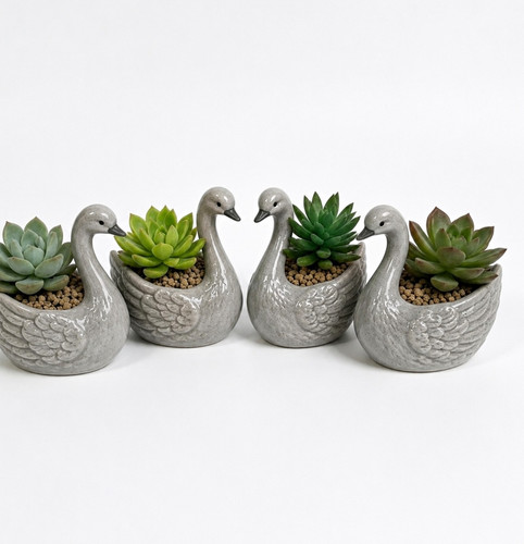 Swan planter pots set 4 - of,